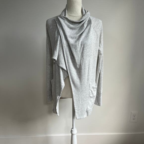 Athleta Studio Wrap Open Front Cardigan Sweater - Size XS - Light Grey Heather - Picture 2 of 8